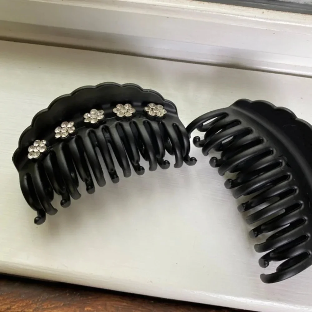 Anthropologie Black Embellished Hair Clips